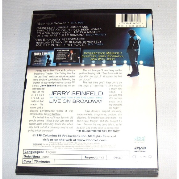 Jerry Seinfeld Live on Broadway: I'm Telling You for the Last Time - DVD - Picture 3 of 3